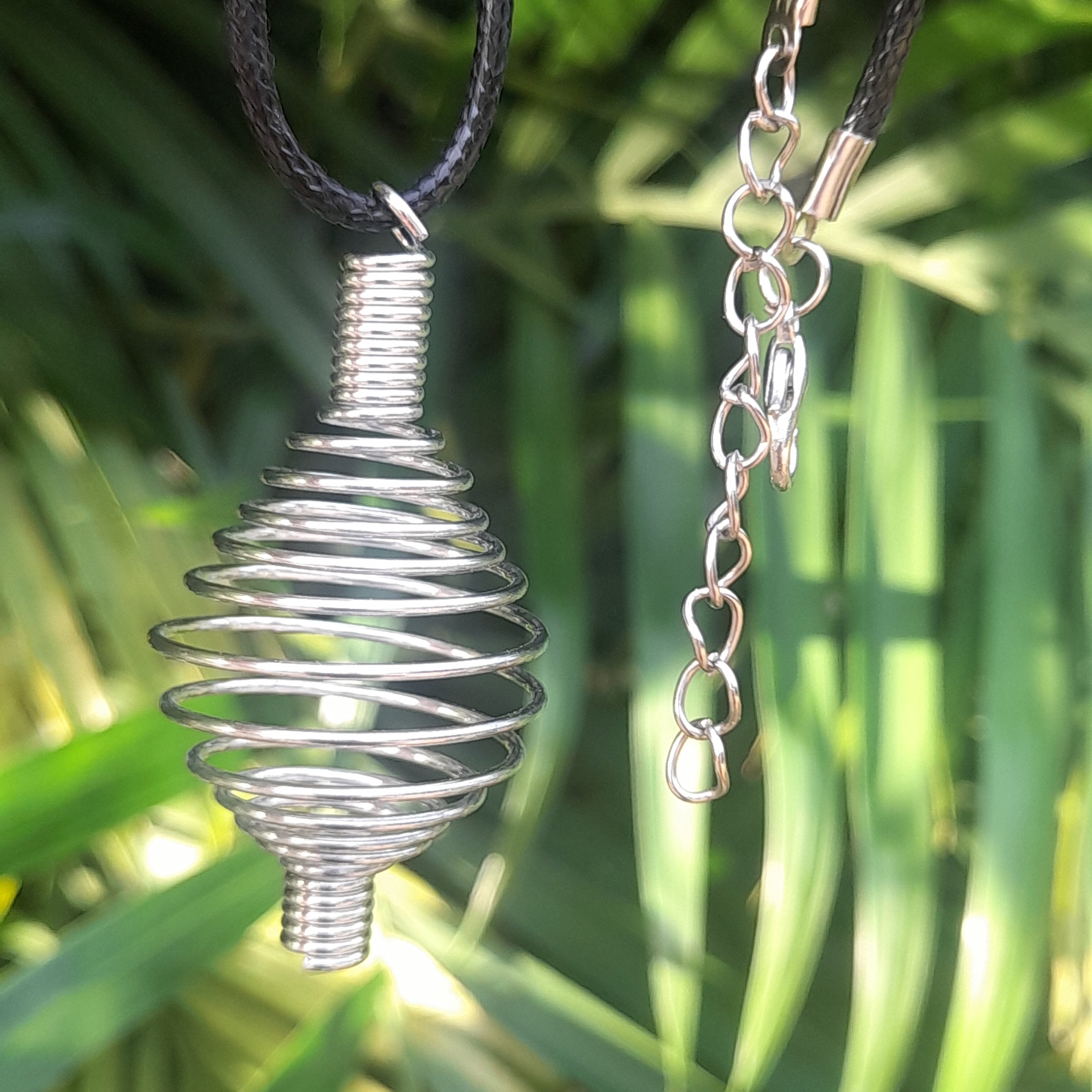 Spiral Steel Cage Pendant with necklace