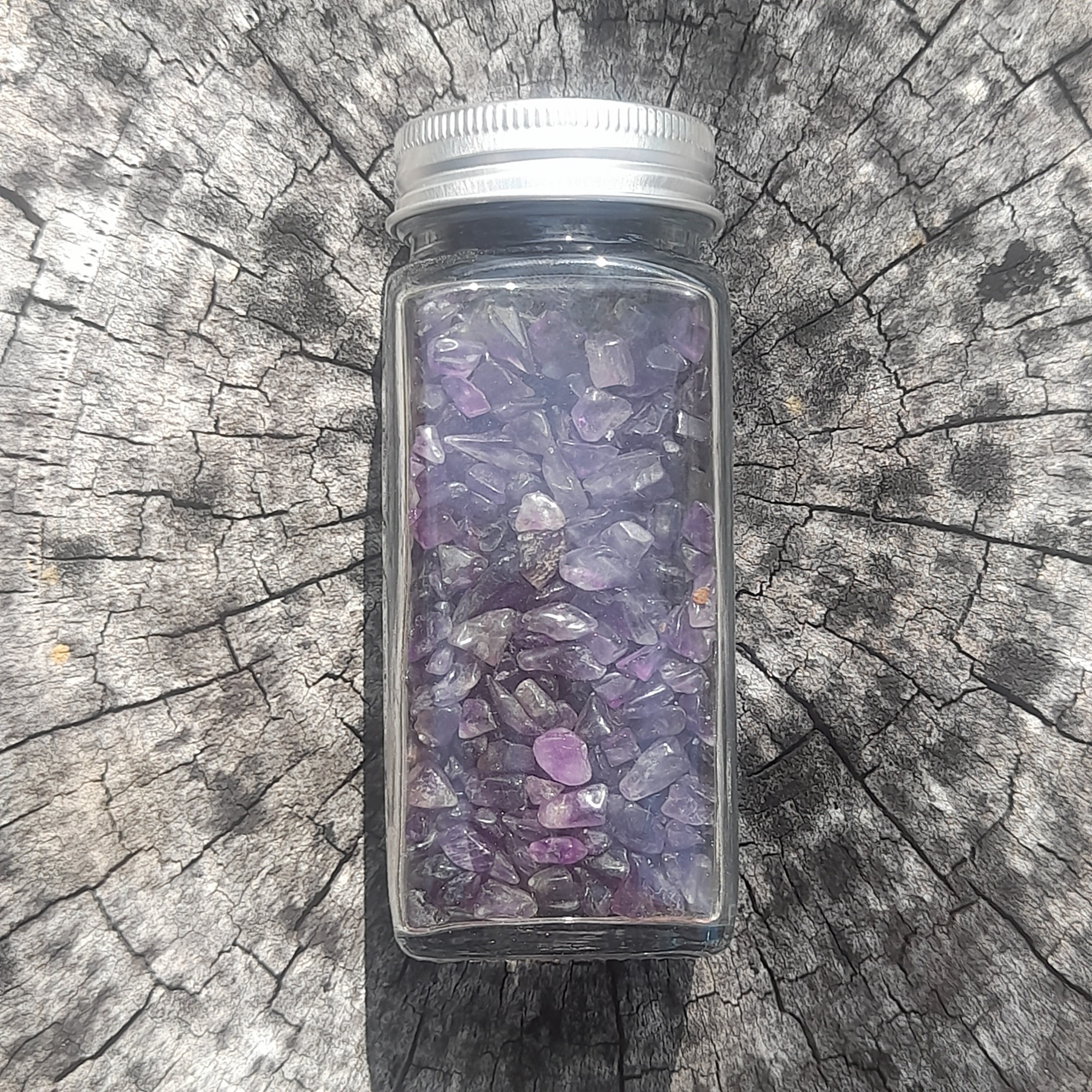 Amethyst Chips 200g in glass jar