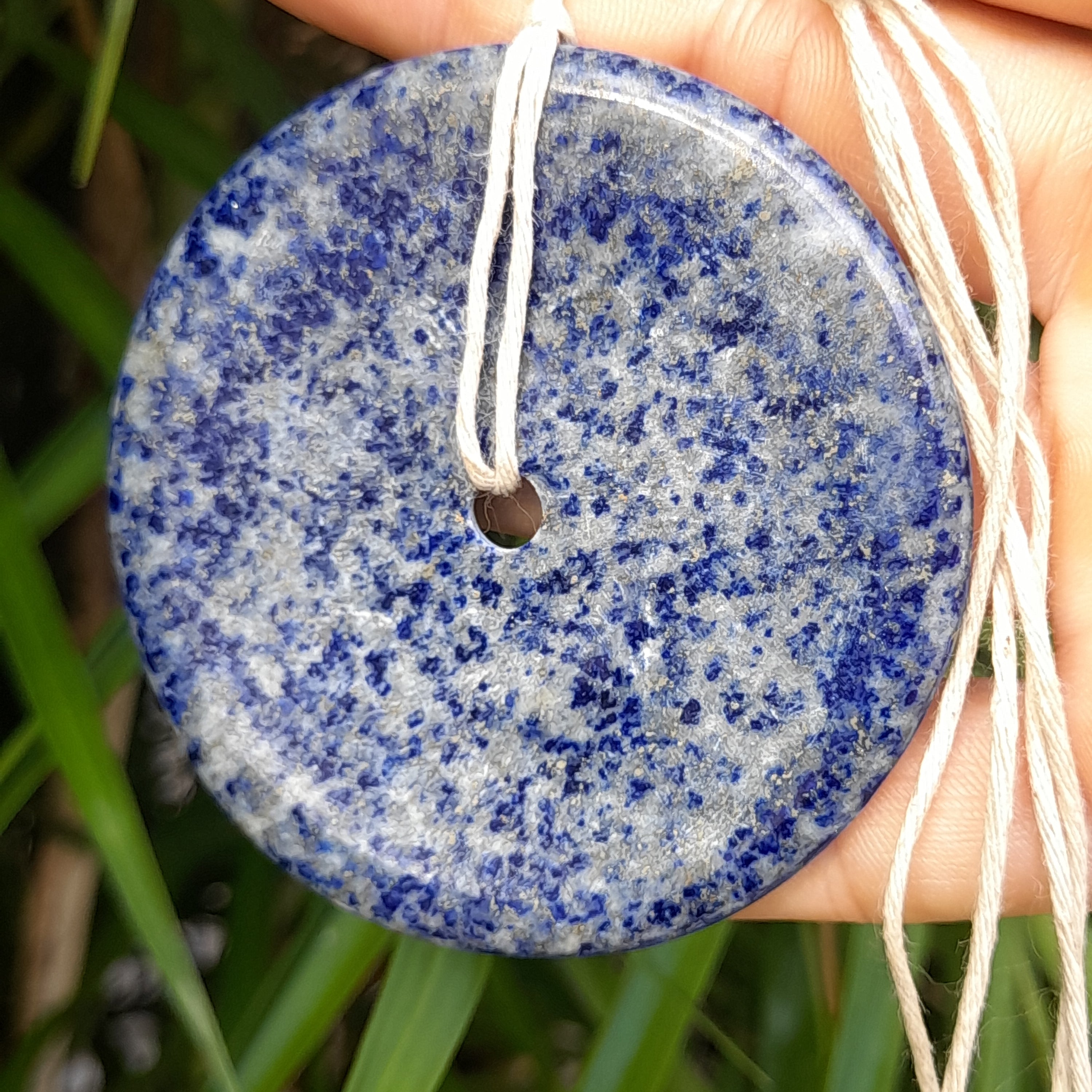 Lapis Lazuli pendant on hemp cord, large statement piece