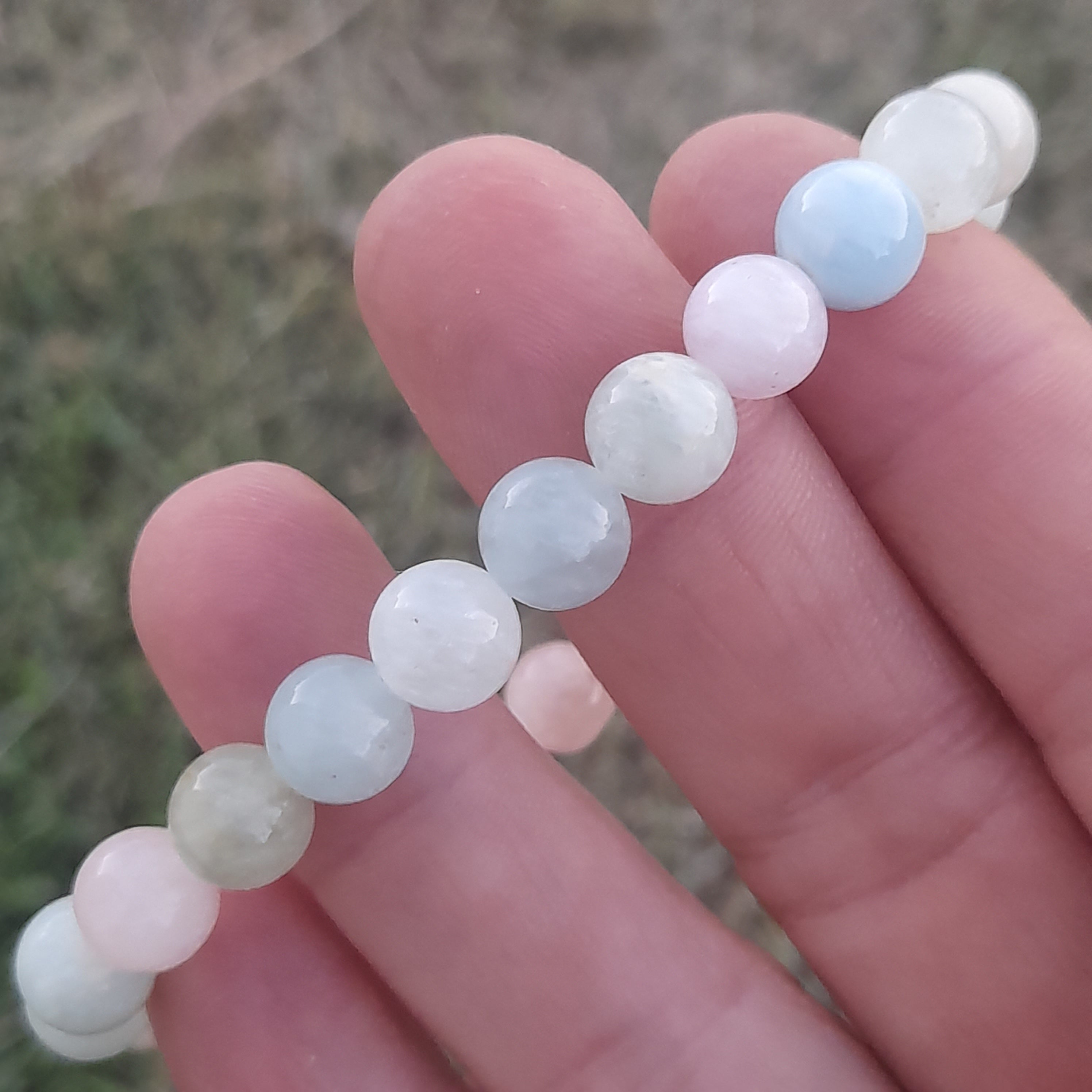 Multicolor Beryl Elastic Bracelet - 6mm Beads | New Moon Beginnings