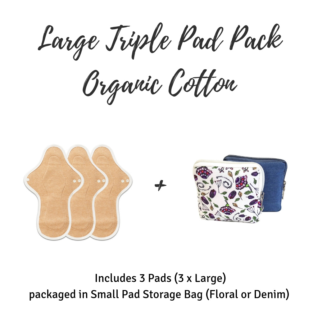 JuJu Organic Cotton Cloth Pad Triple Pack